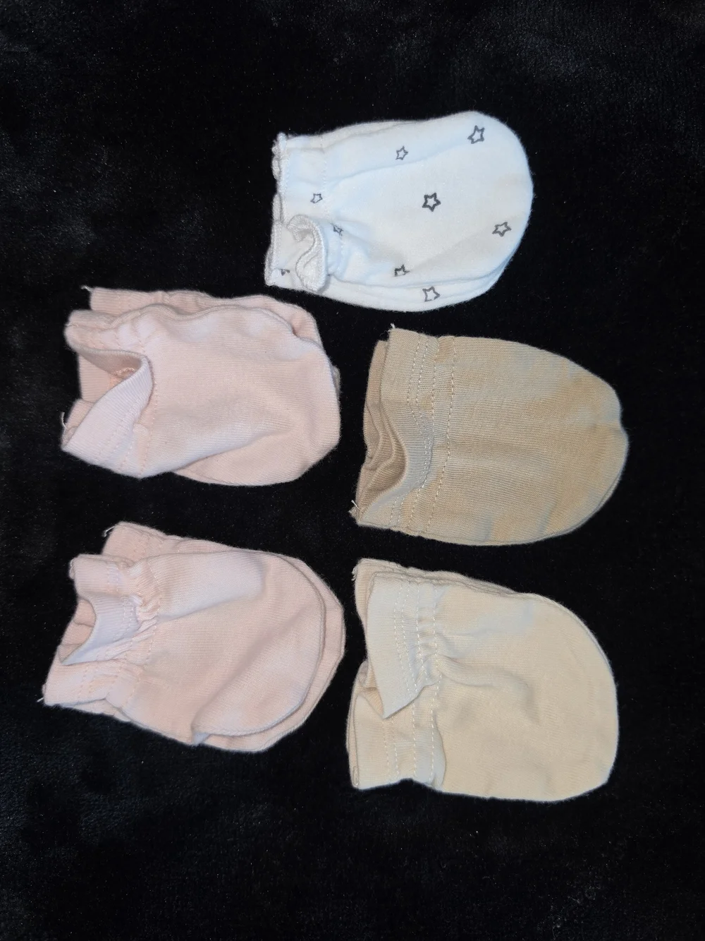 Baby Cotton Scratch Mittens Pack - Pink, White, Beige - Unbranded